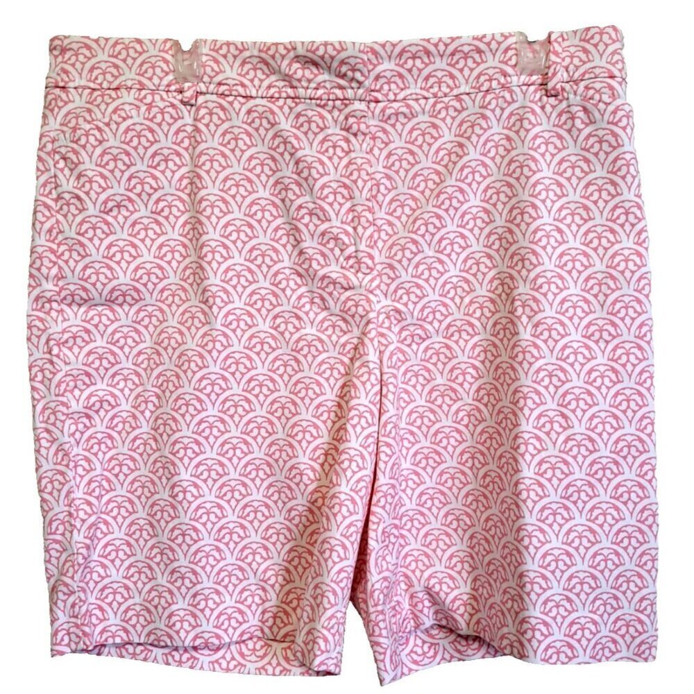 Talbots Women's 16P Perfect Short Pink White Geometric Print  9" Inseam